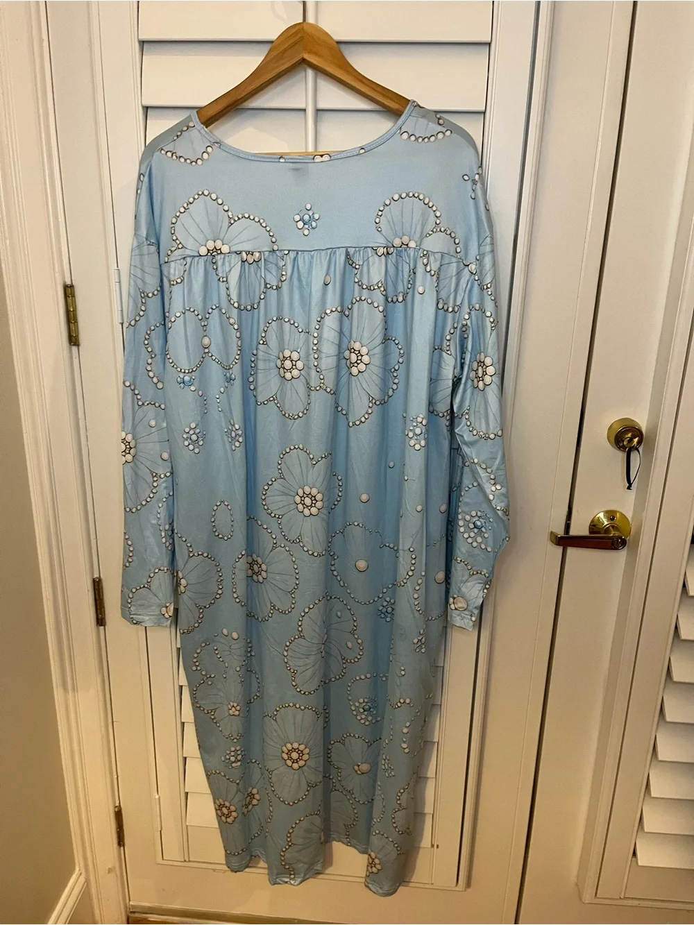 Light Blue Floral Embellished V-Neck Women’s Dress XL - Picture 6 of 8
